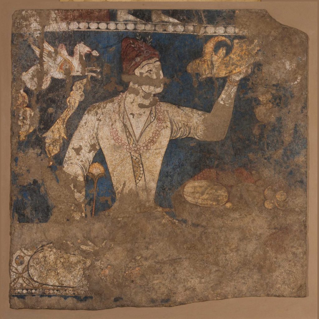 Sogdian banqueter wall painting from Panjikent